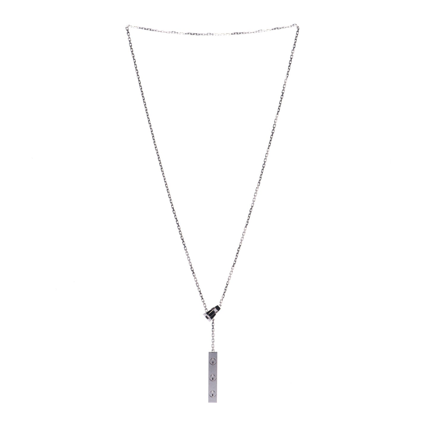 18K White Gold LOVE Lariat Necklace
