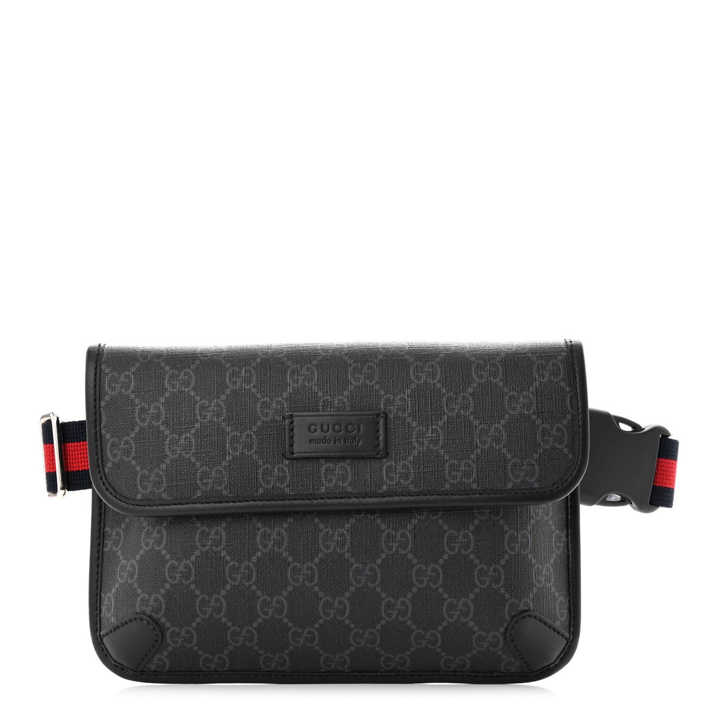 GG Supreme Monogram Web Slim Belt Bag Black Grey