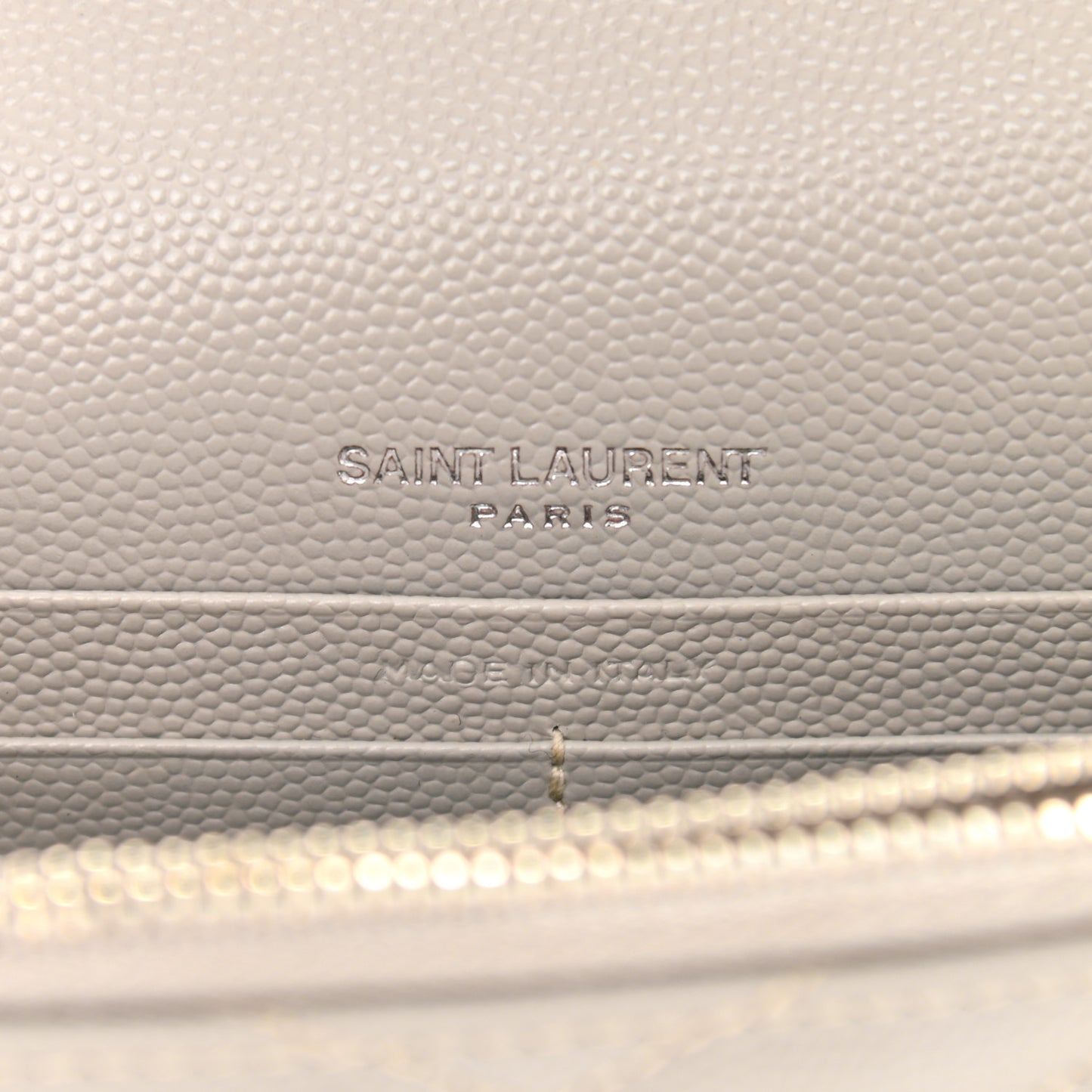 Grain De Poudre Matelasse Chevron Monogram Envelope Chain Wallet Granite