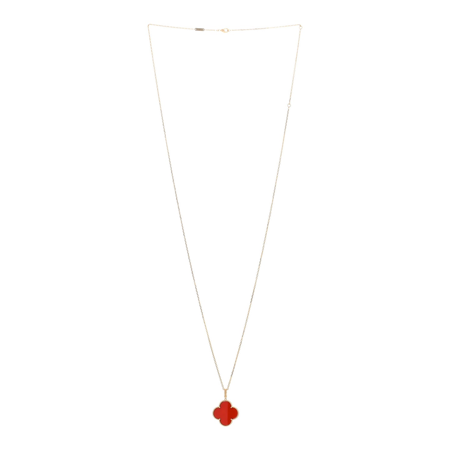 18K Yellow Gold Carnelian Magic Alhambra Long Necklace