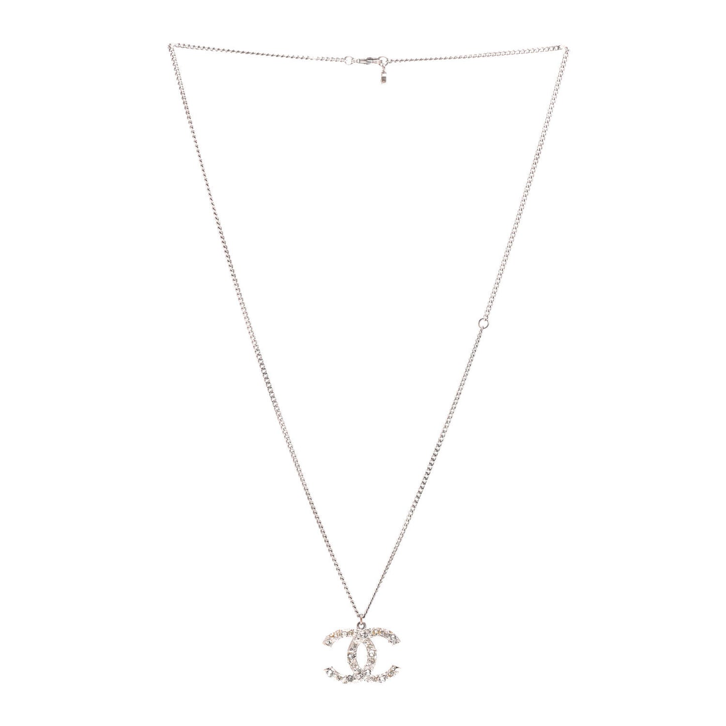 Crystal CC Pendant Necklace Silver