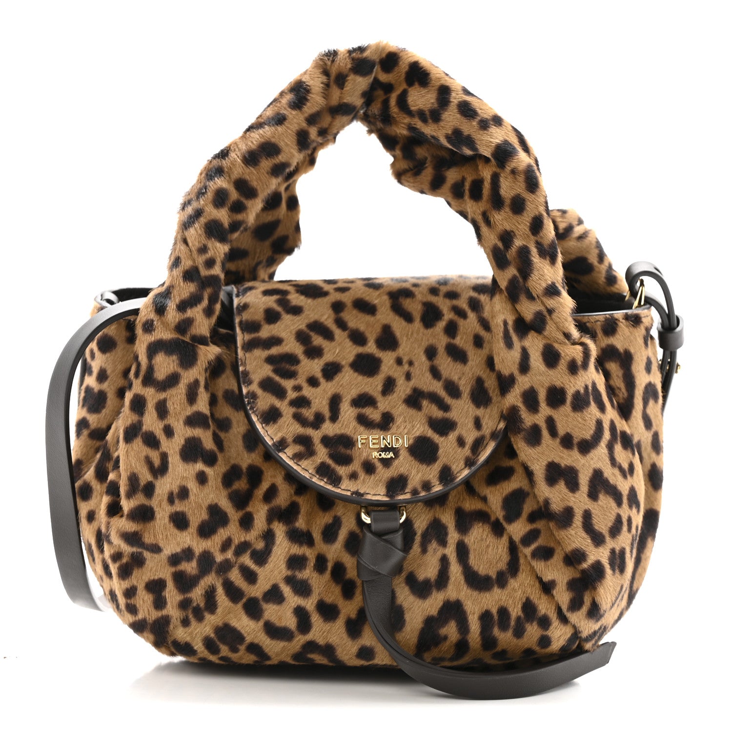 Fendi Cavallino Vitello Leopard Print Mini Spy Bag Marrone 1814711