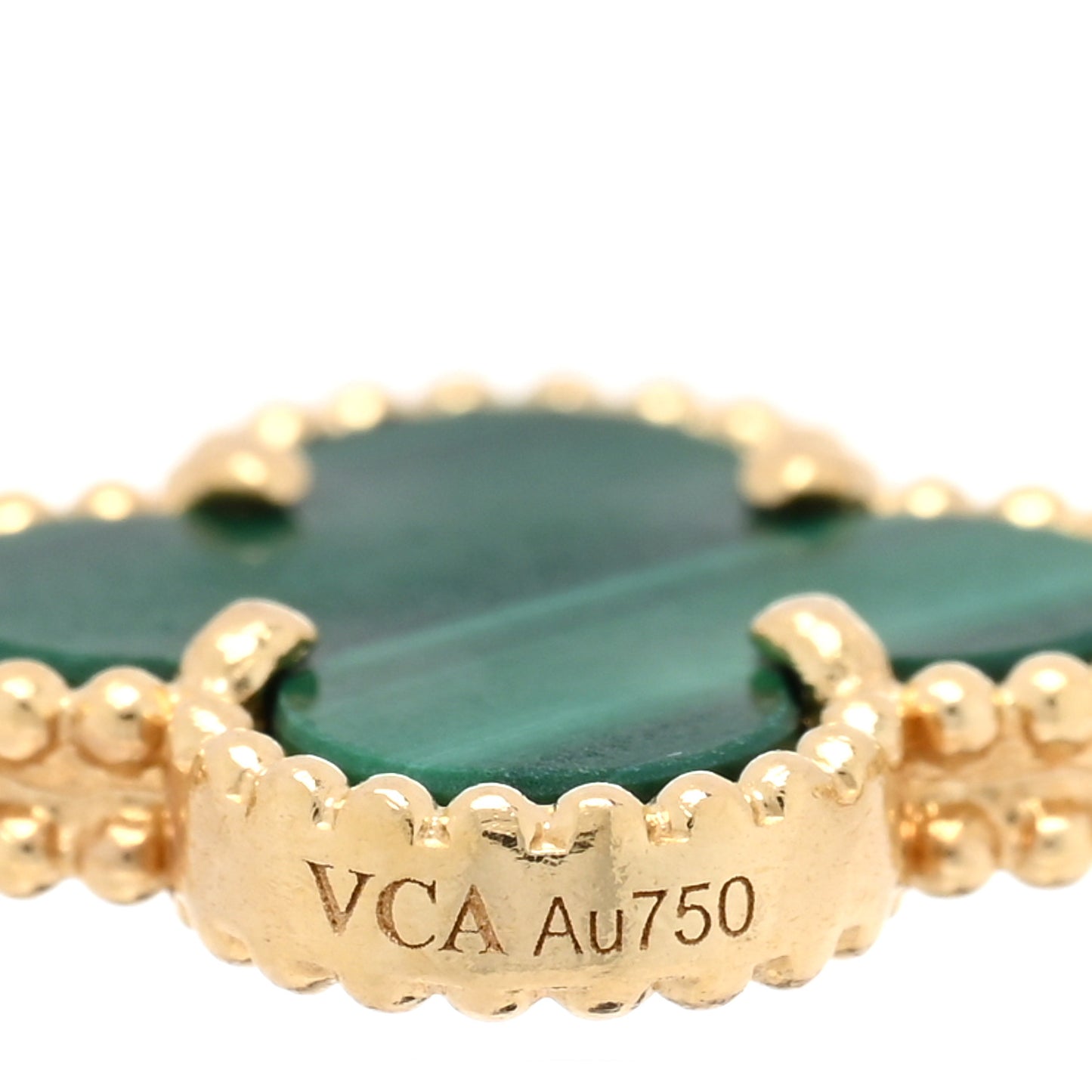 18K Yellow Gold Diamond Malachite 5 Motifs Vintage Alhambra Bracelet