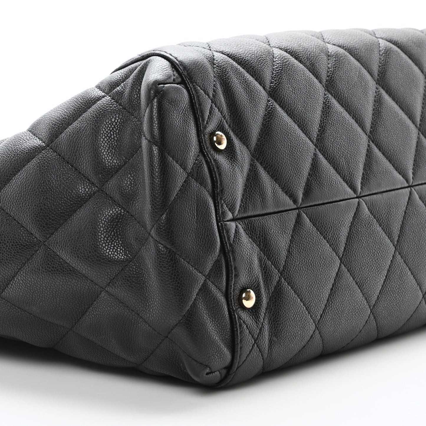 Caviar Quilted Large Shopping Tote Black