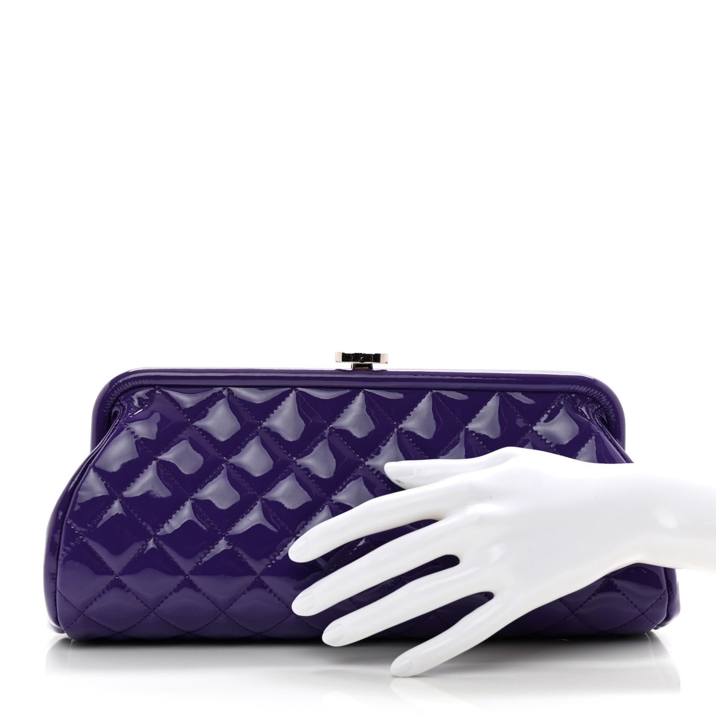 Patent Quilted Timeless Clutch Purple