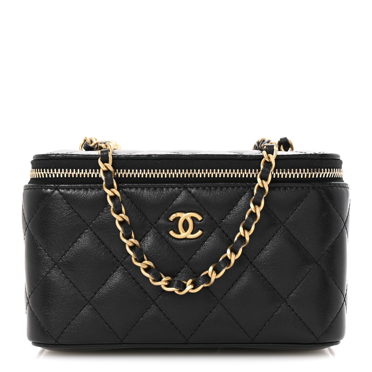 Chanel Lambskin Quilted Small Pearl Crush Vanity Case With Chain
