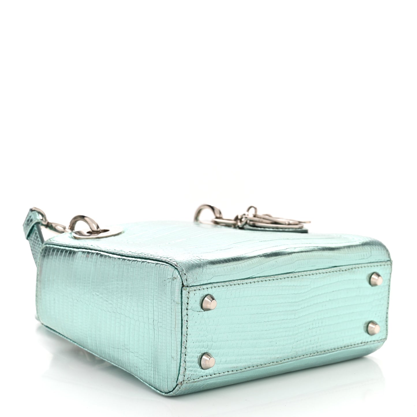 Metallic Lizard Mini Lady Dior Blue