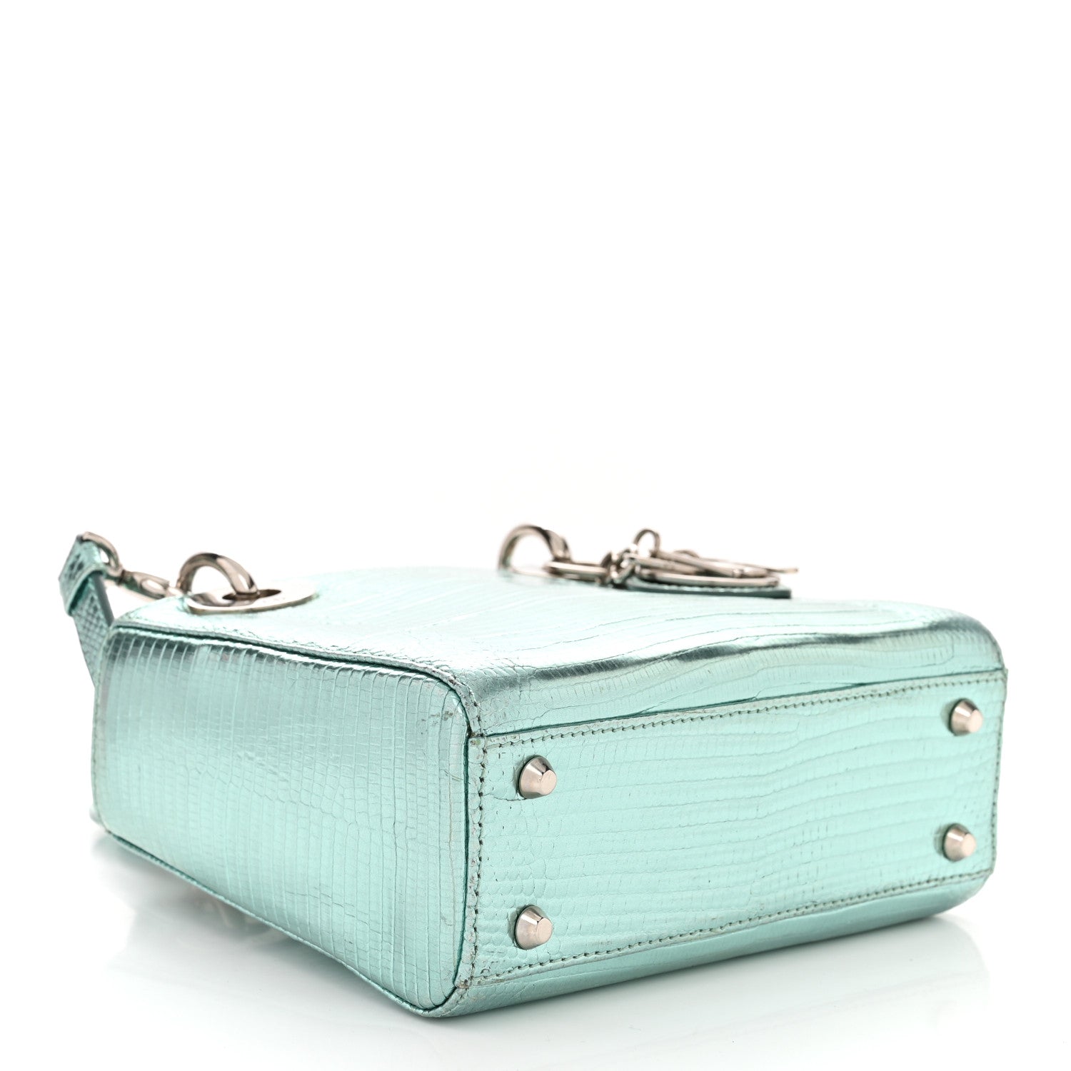 Christian Dior Metallic Lizard Mini Lady Dior Blue 4 of 10
