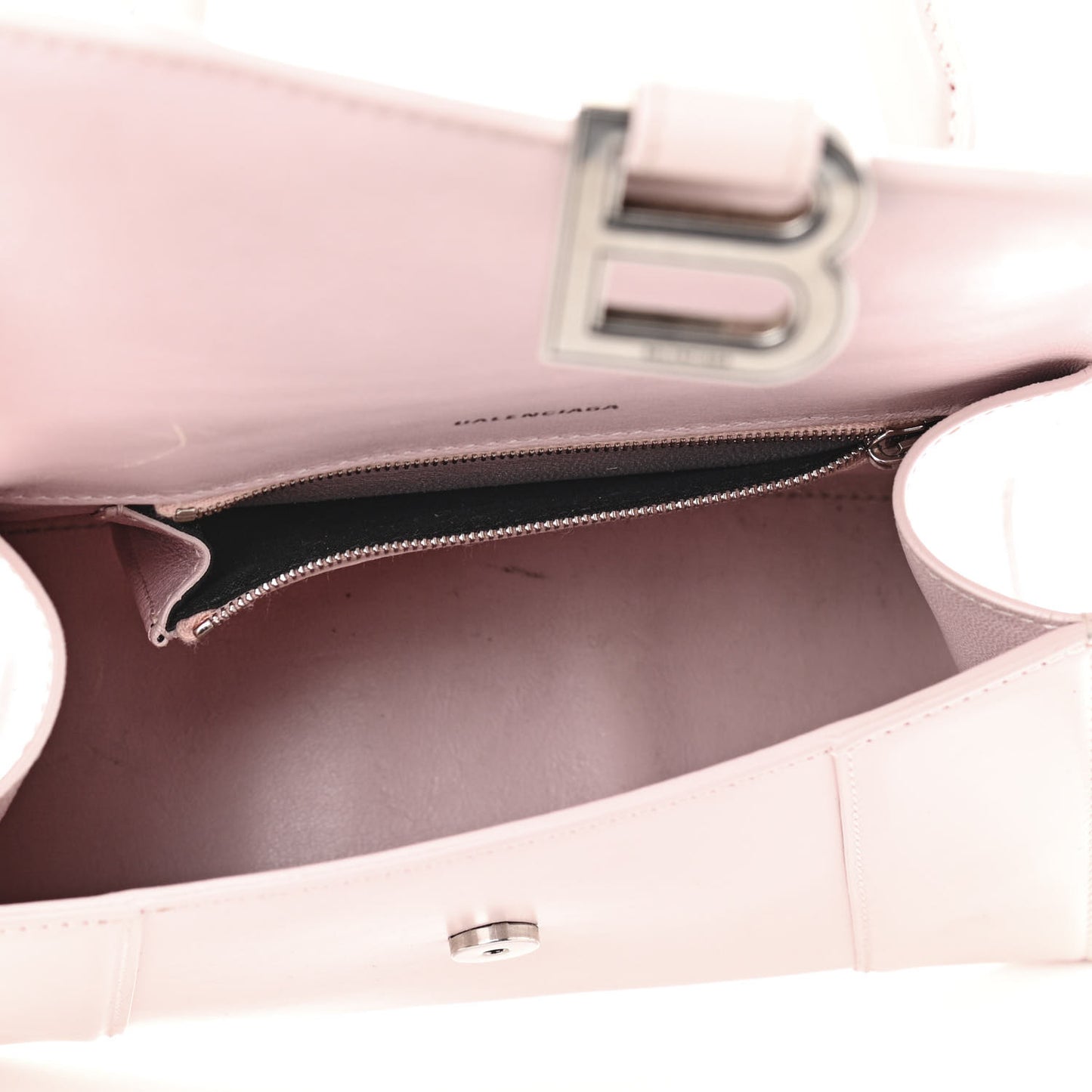 Shiny Box Calfskin Small Hourglass Top Handle Bag Light Rose