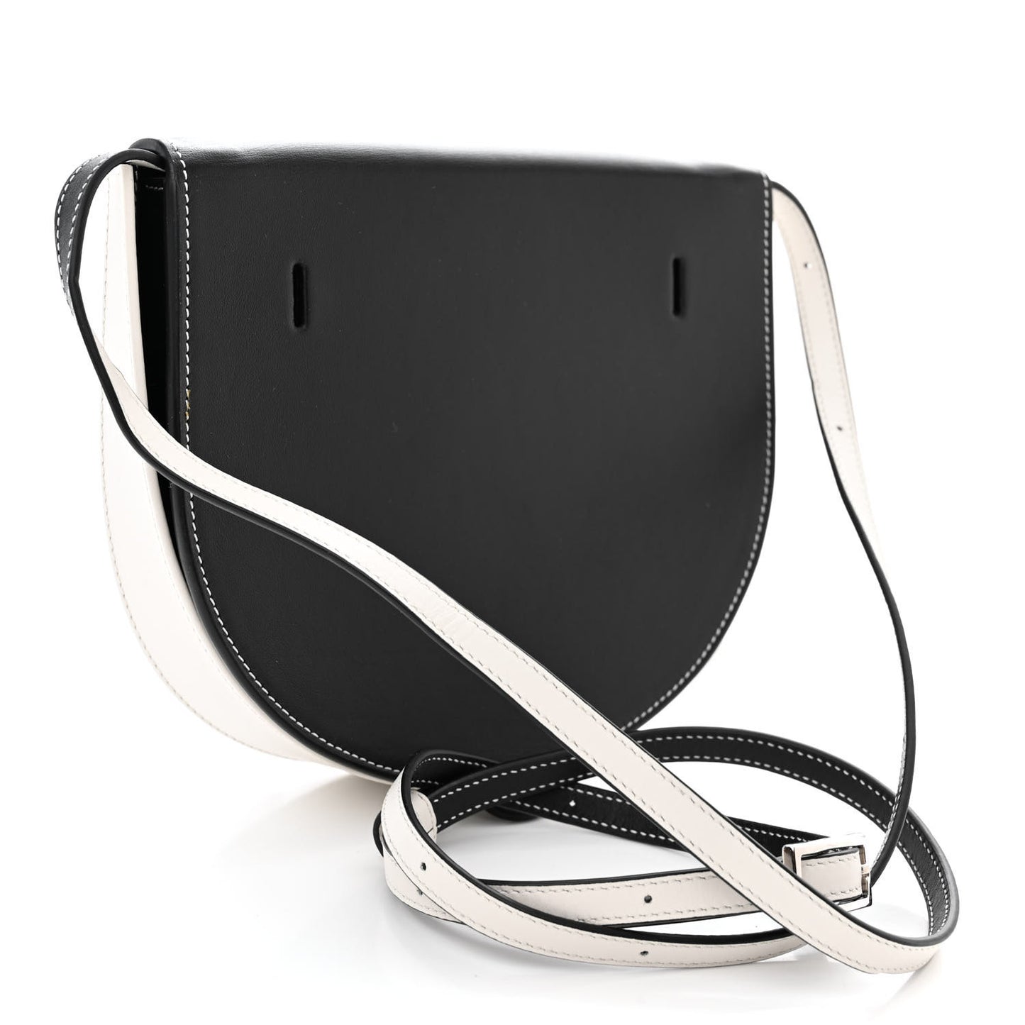 Soft Calfskin Heel Bag Black Soft White