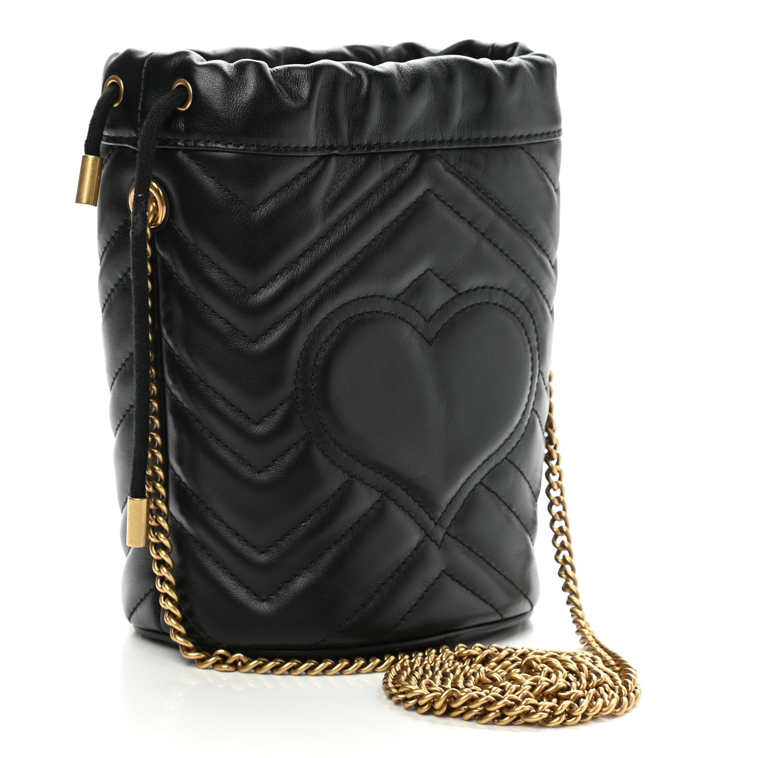 Gucci Calfskin Matelasse Mini GG Marmont 2.0 Bucket Bag Black 3 of 11