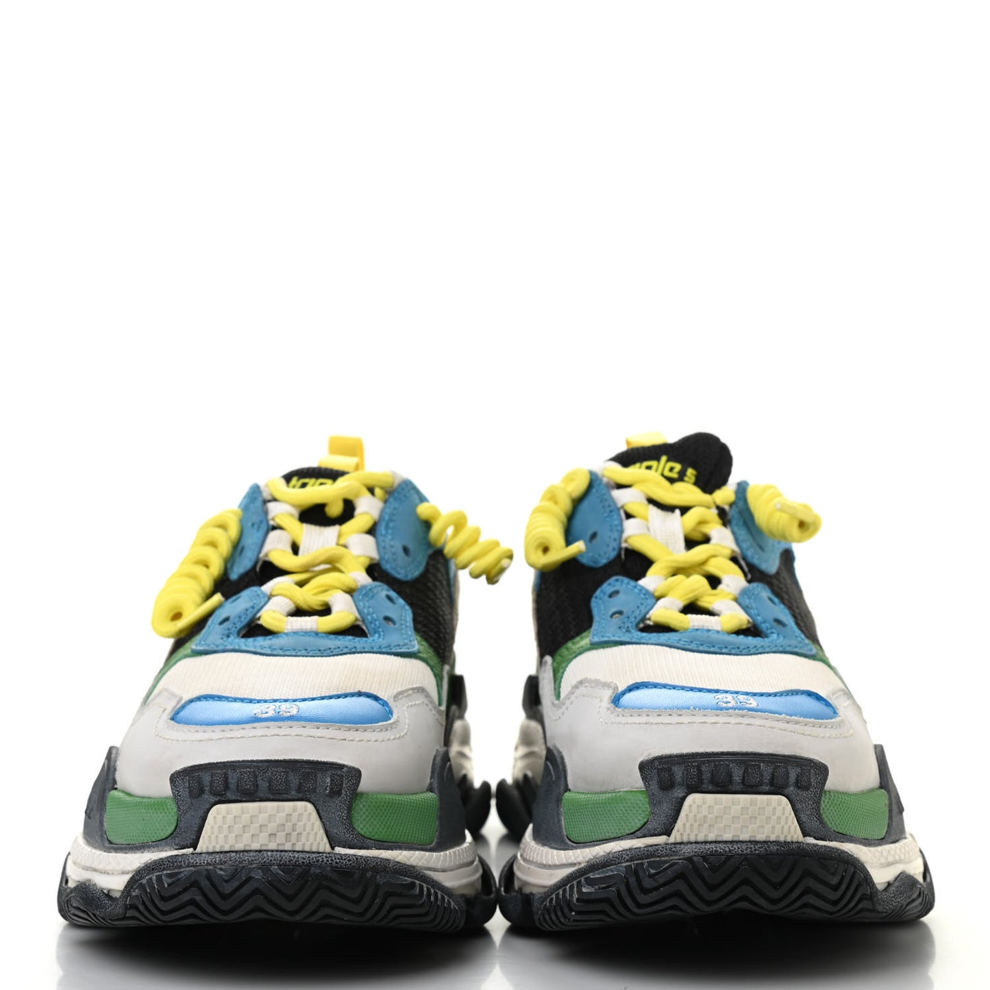 Fabric Mesh Nappa Mens Triple S Sneakers 39 Bleu White Vert Jaune