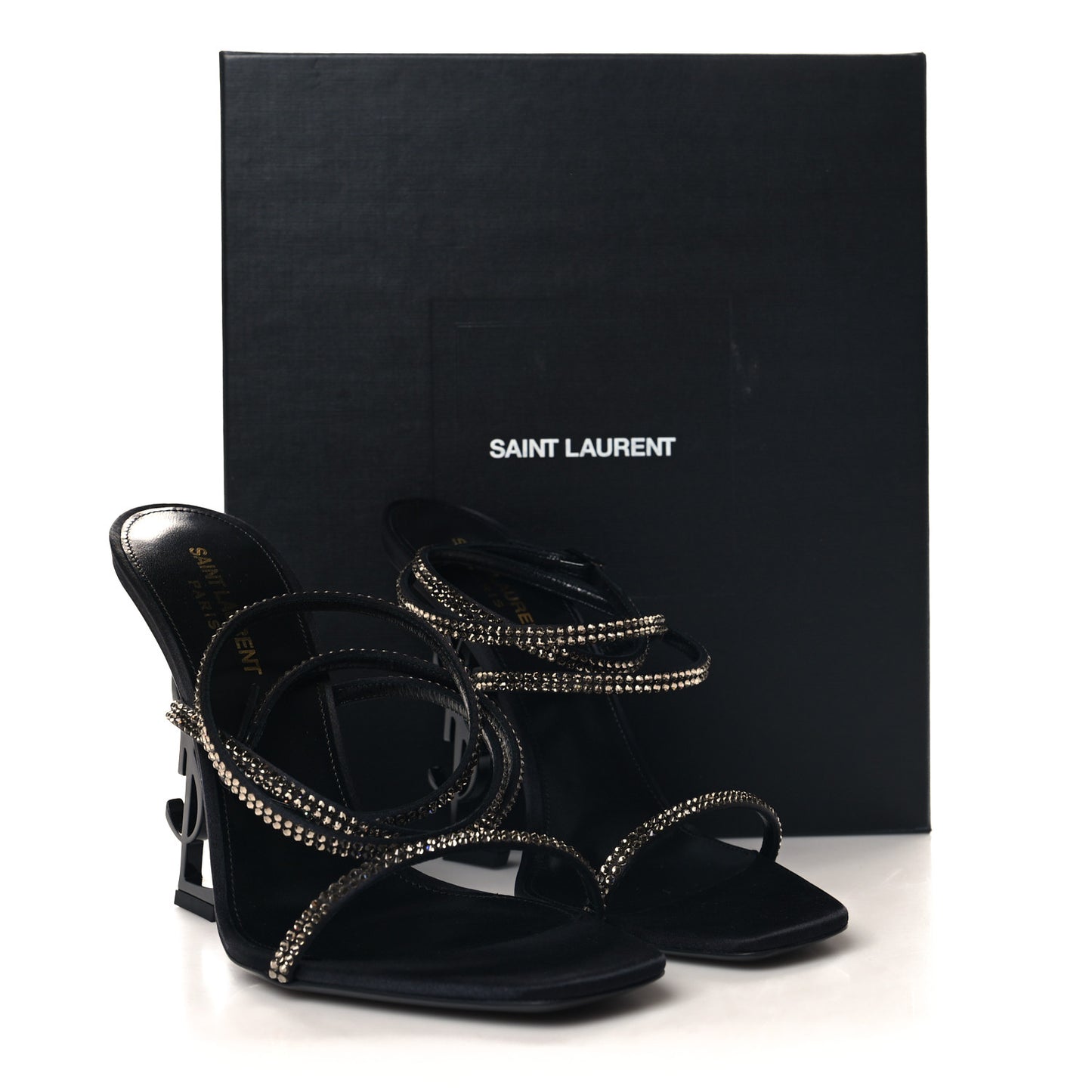 Satin Crystal Opyum 110 Sandals 39.5 Black