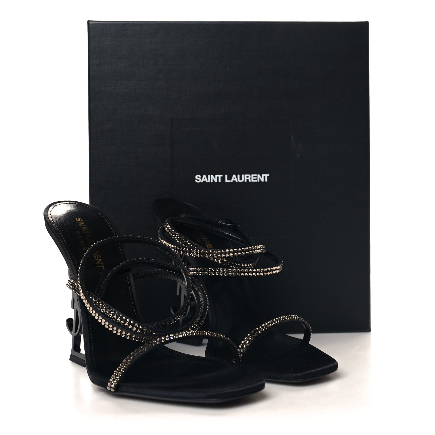Saint Laurent Satin Crystal Opyum 110 Sandals 39.5 Black 9 of 9