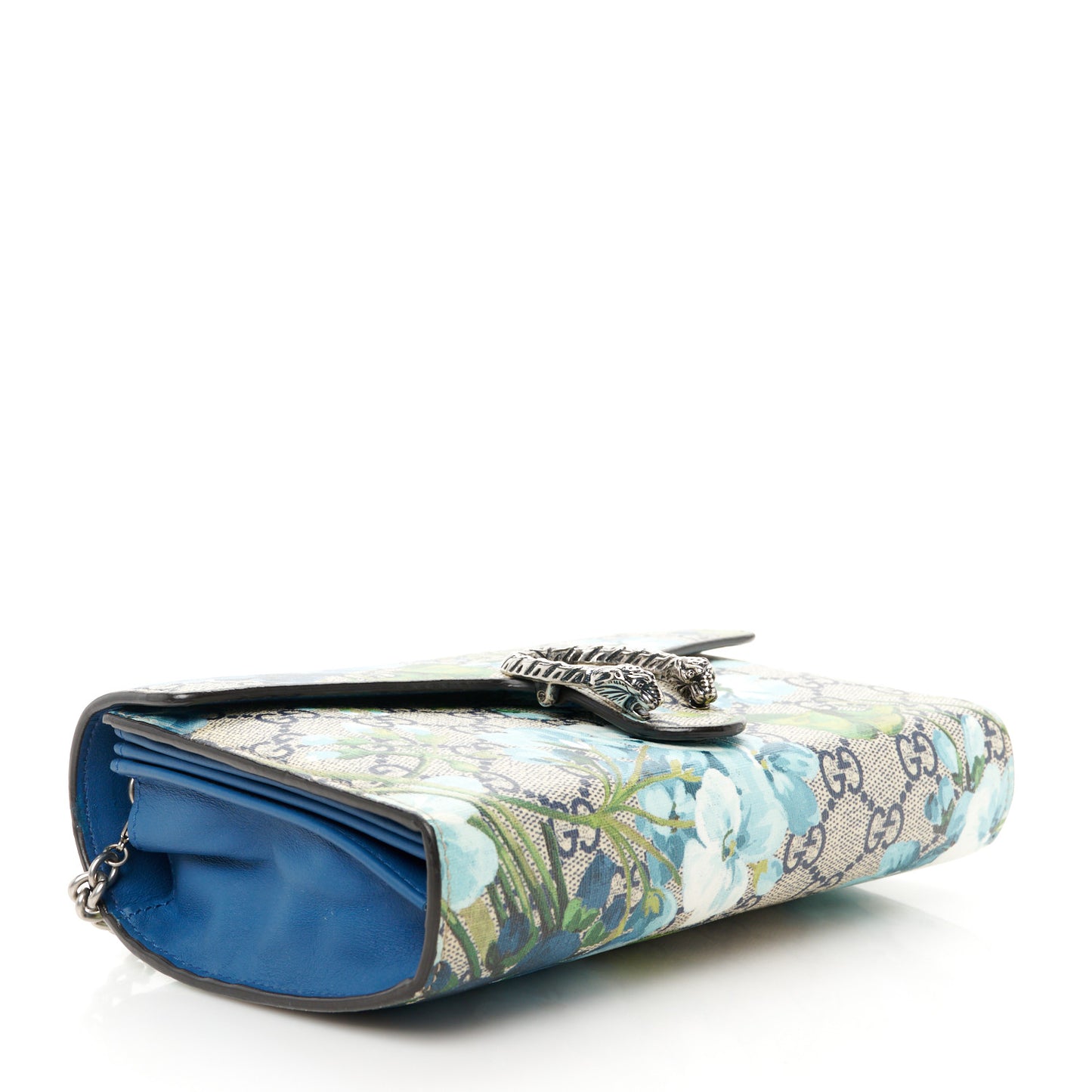 GG Supreme Monogram Blooms Mini Dionysus Chain Wallet Beige Blue Navy Vintage Blue