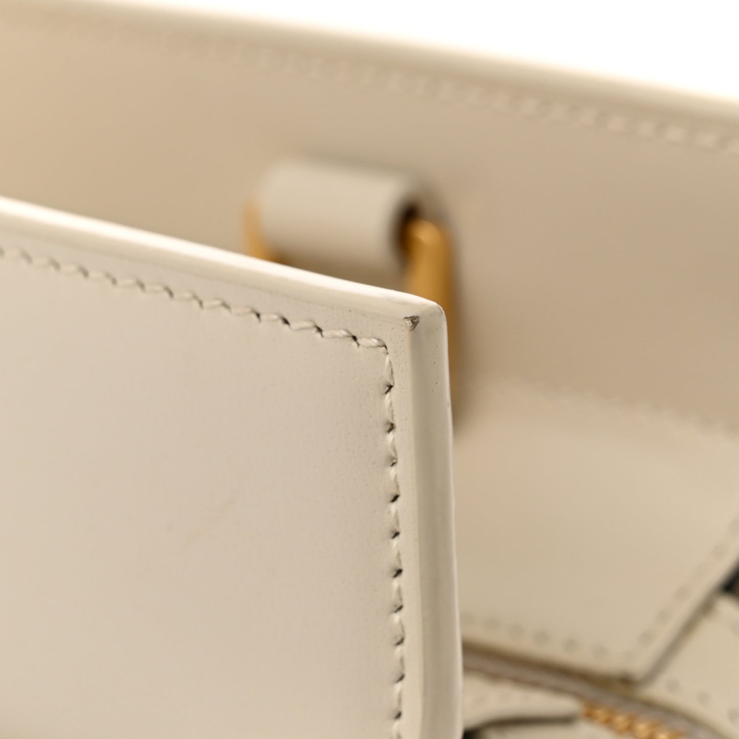 Shiny Calfskin Medium Uptown Tote White