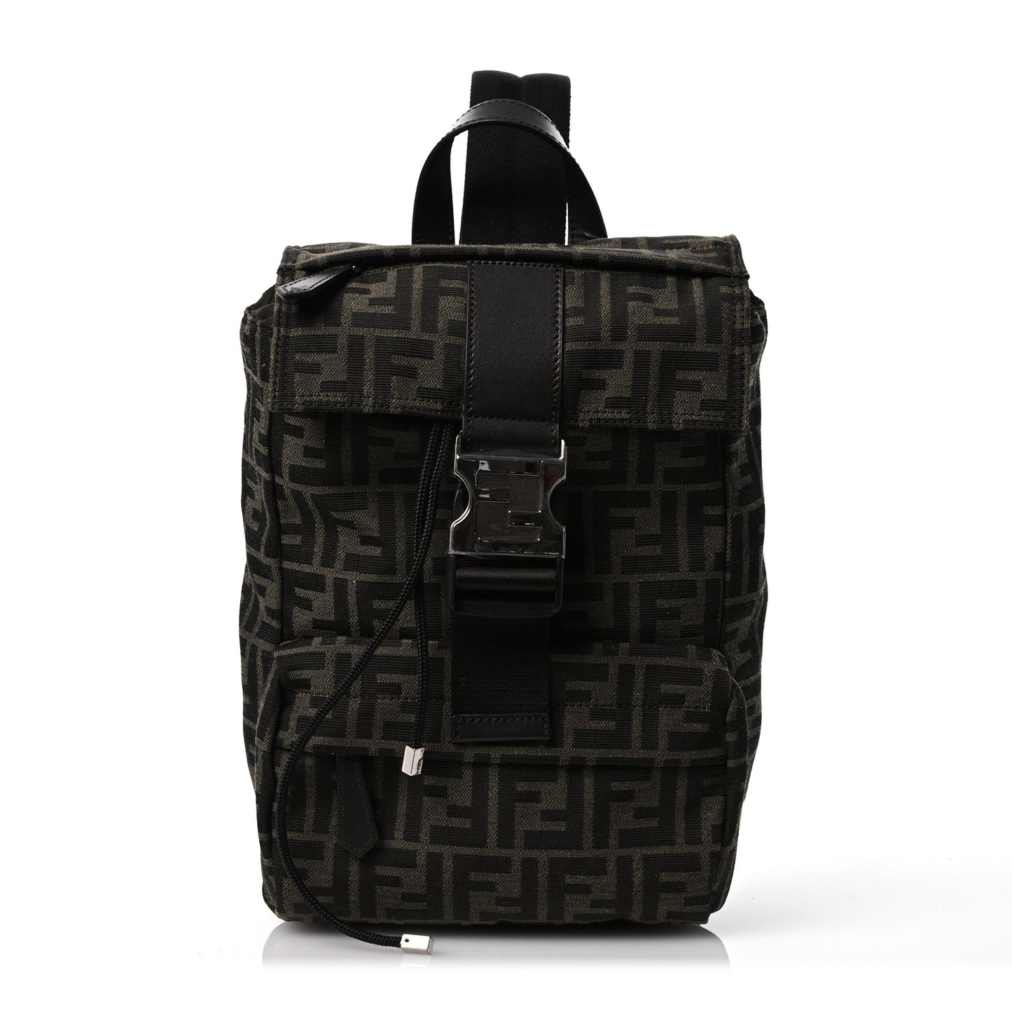 Recycled Fabric Jacquard Vitello Astro FF 1974 Small Fendiness Backpack Tobacco Moro Black