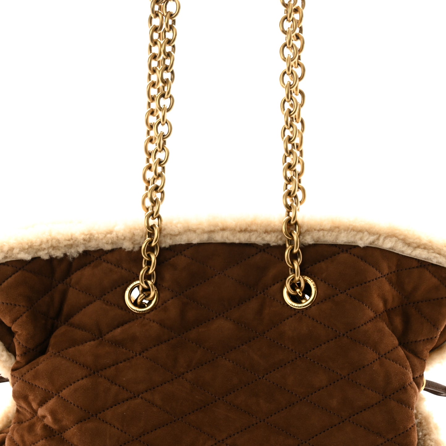 Suede Shearling Quilted Le Pochon Natural Tan