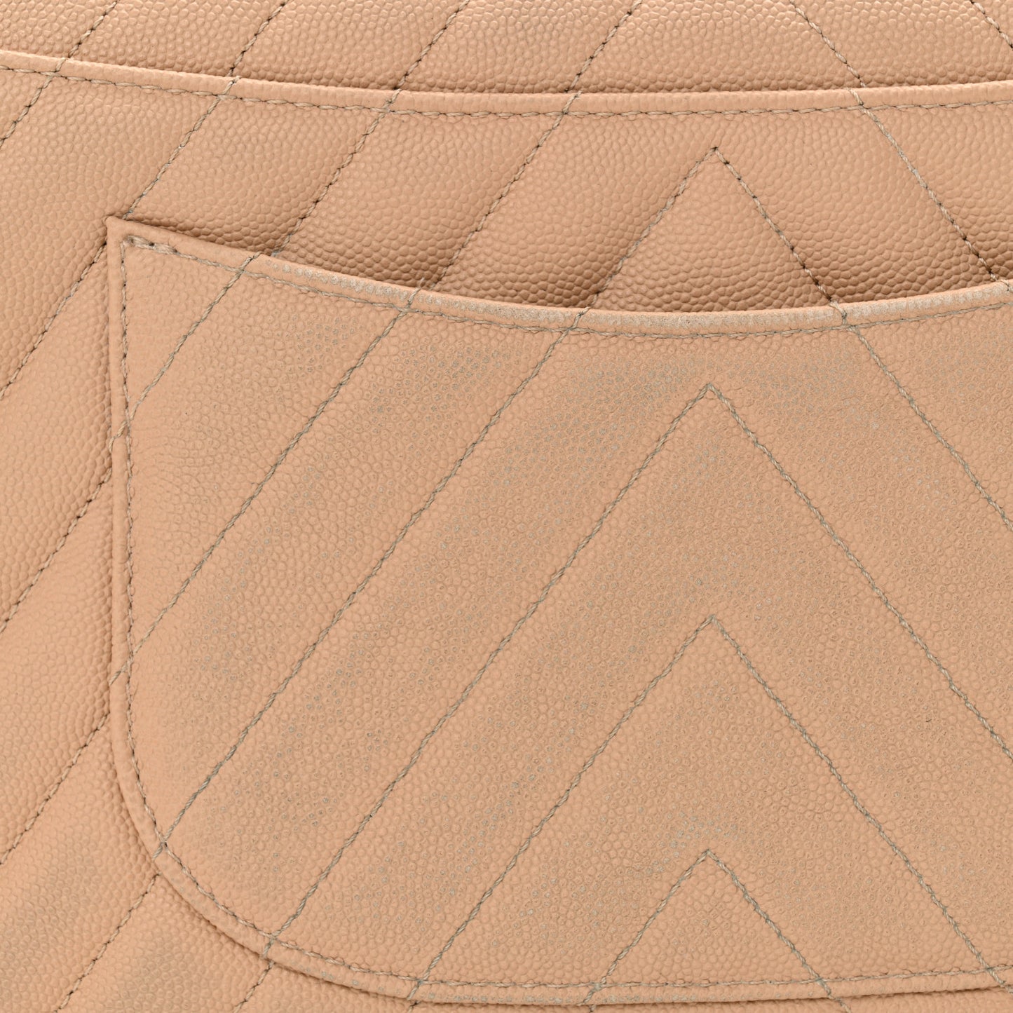 Caviar Chevron Quilted Small Coco Handle Flap Beige
