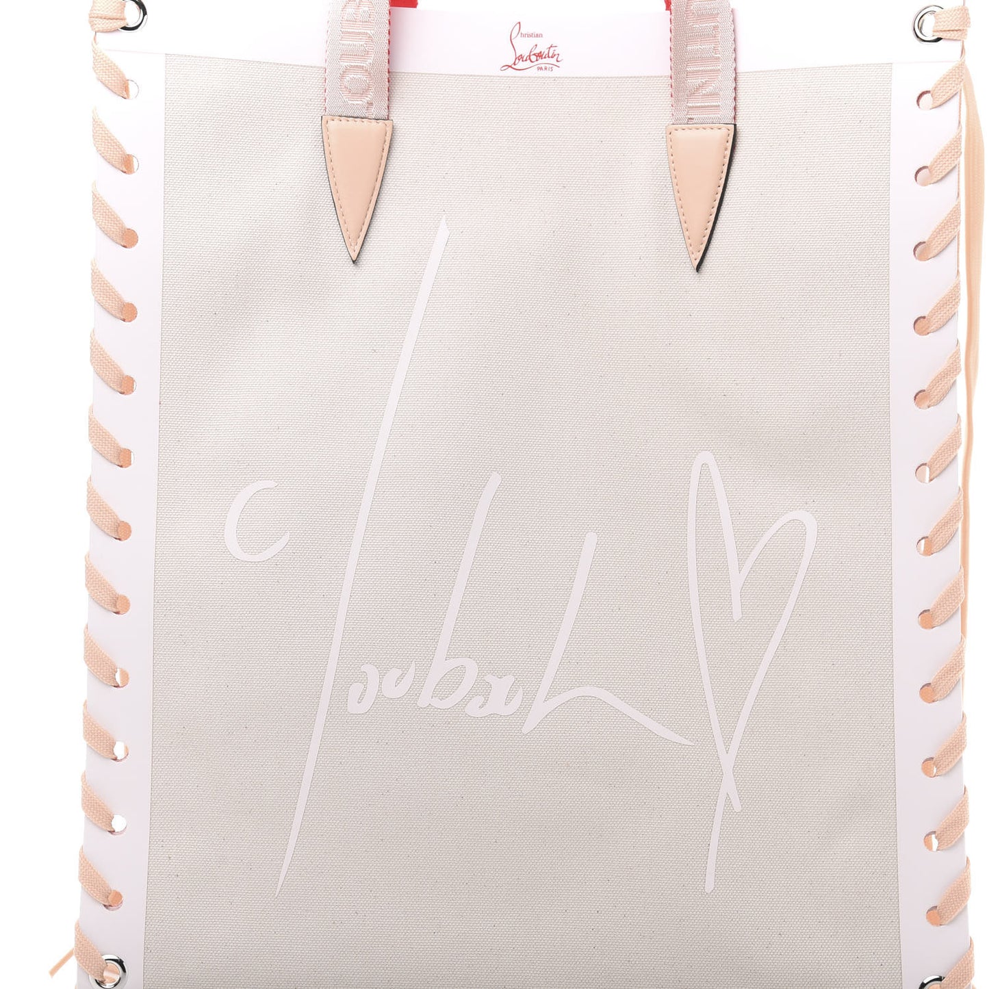 Braided Canvas Small Cabalace Shopper Tote Beige