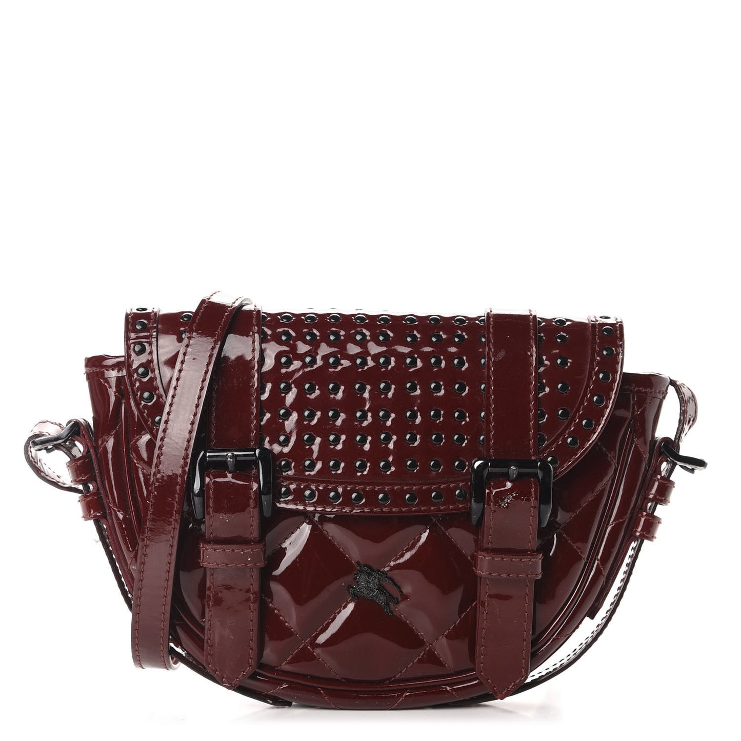Patent Studded Crossbody Burgundy