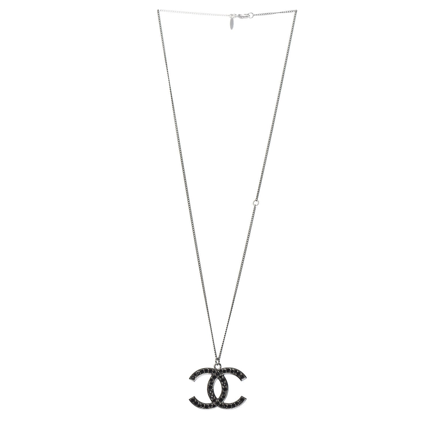 Chanel Ruthenium Crystal CC Necklace Black 3 of 5