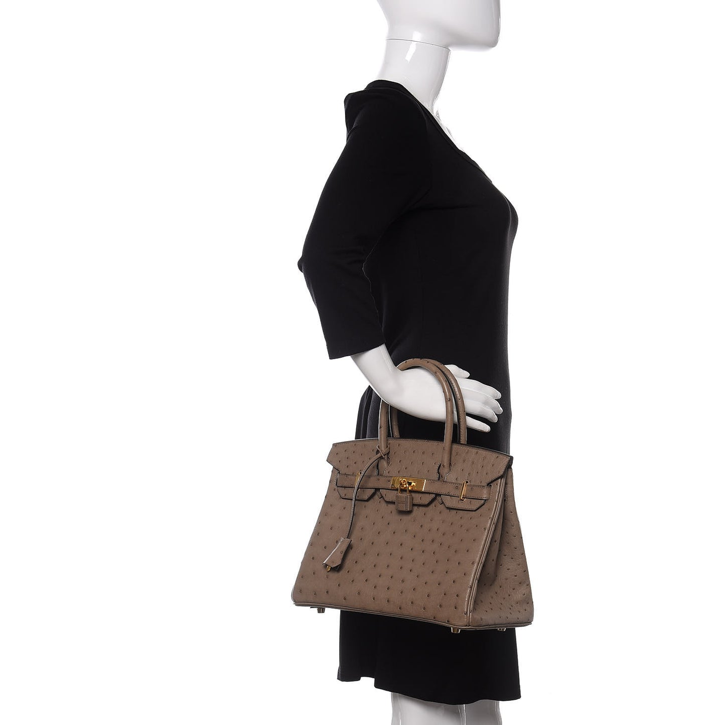 Ostrich Birkin 30 Gris Asphalte