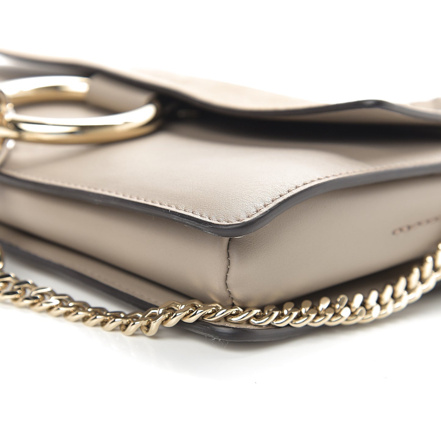 Suede Calfskin Small Faye Shoulder Bag Motty Grey