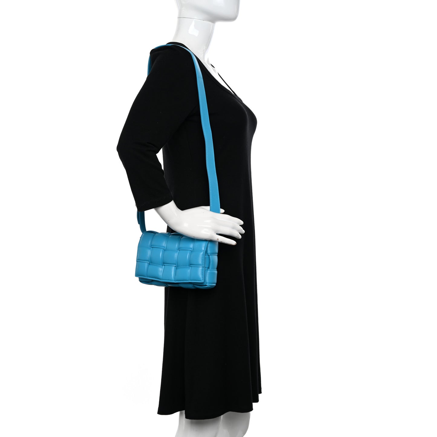 Nappa Maxi Intreccio Small Padded Cassette Crossbody Bag Pool