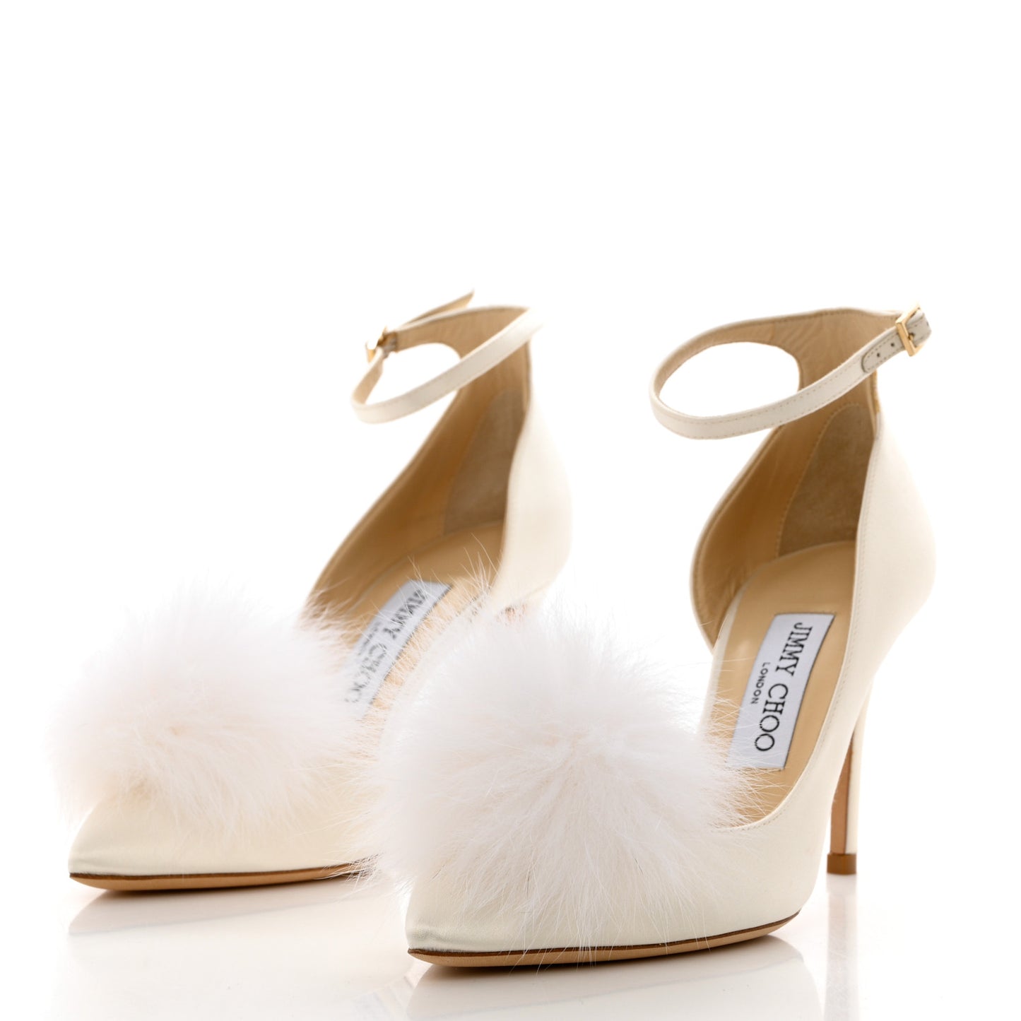 Satin Faux Fur Rosa 100 Pom Pom 37 White