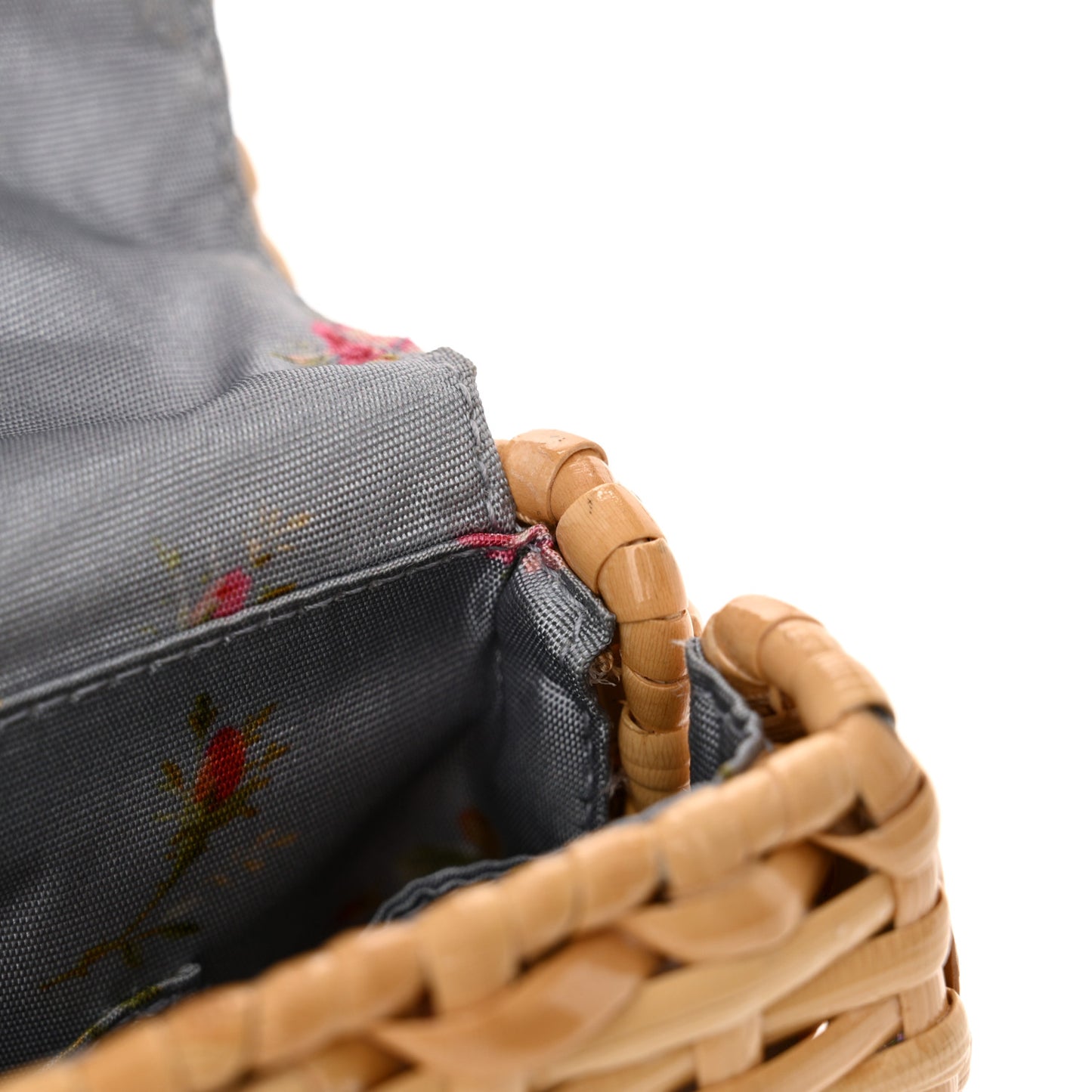 Glazed Wicker Small Cestino Shoulder Bag Natural