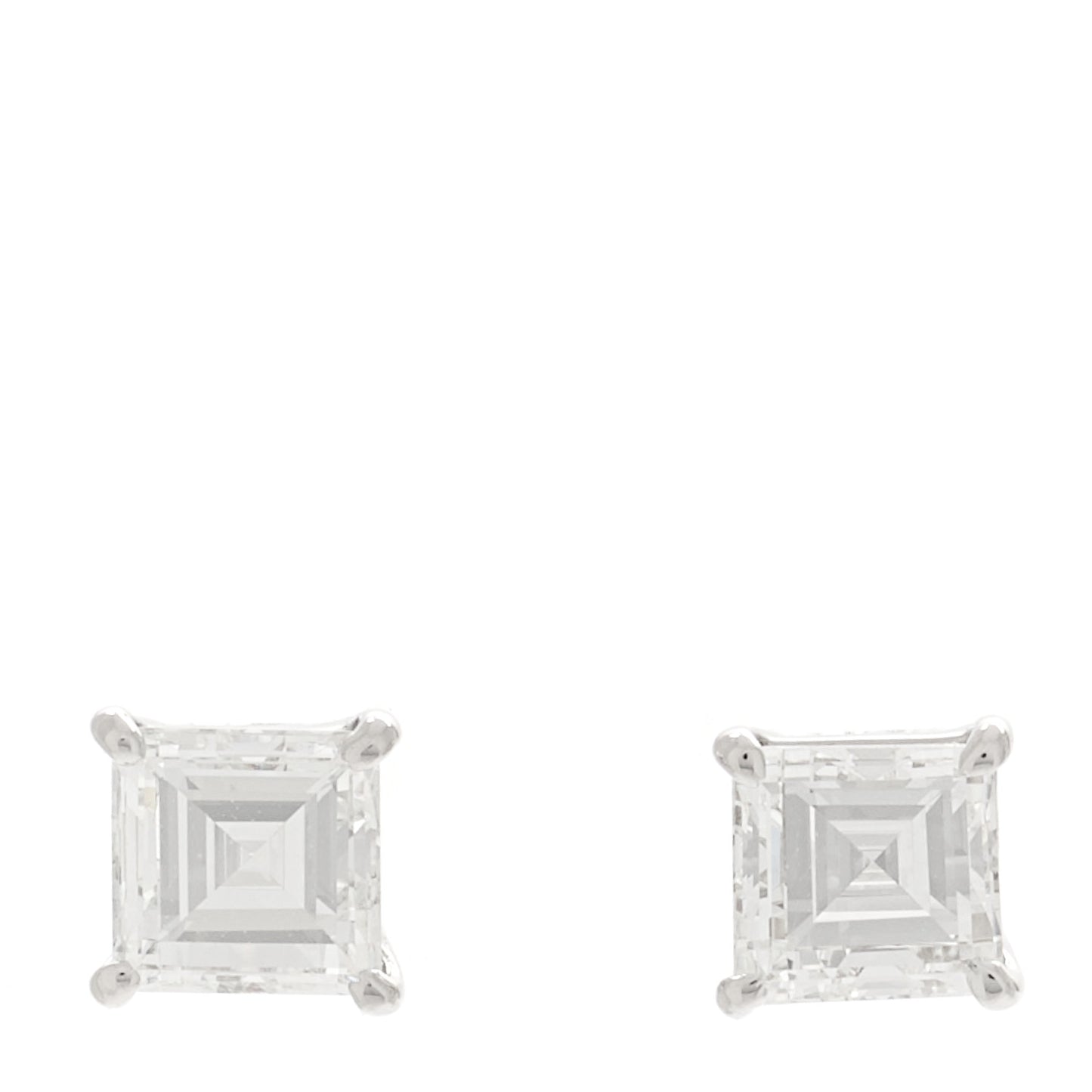 Platinum Diamond .68ct Square Cut Solitaire Earrings