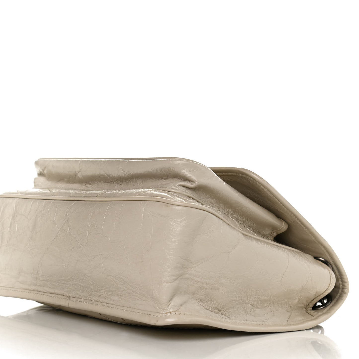 Crinkled Calfskin Matelasse Monogram Medium Niki Chain Satchel Ivory