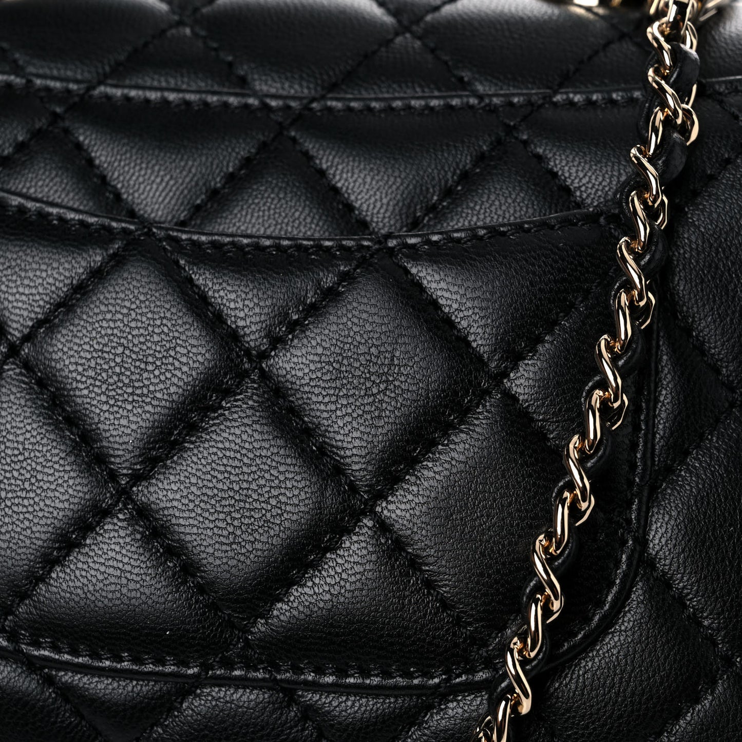 Goatskin Quilted Rainbow Extra Mini Coco Handle Flap Black