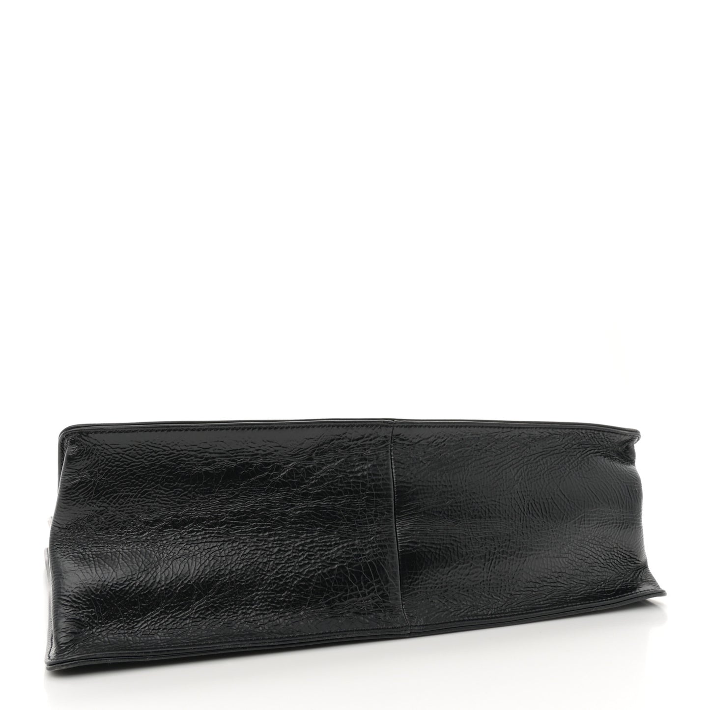 Shiny Aged Calfskin Shopping Bag Black