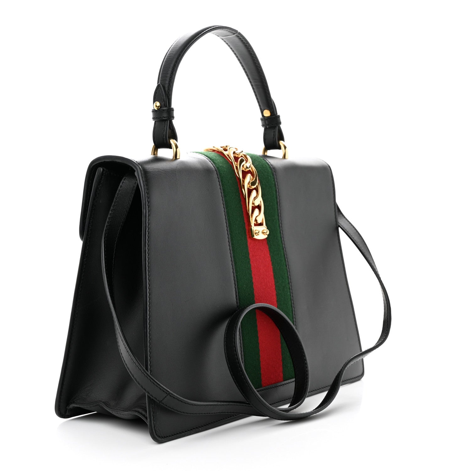 Gucci Calfskin Medium Sylvie Top Handle Bag Blue 3 of 16