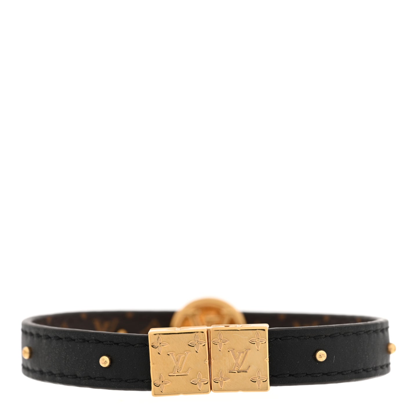 Monogram LV Circle Reversible Bracelet 17 Black