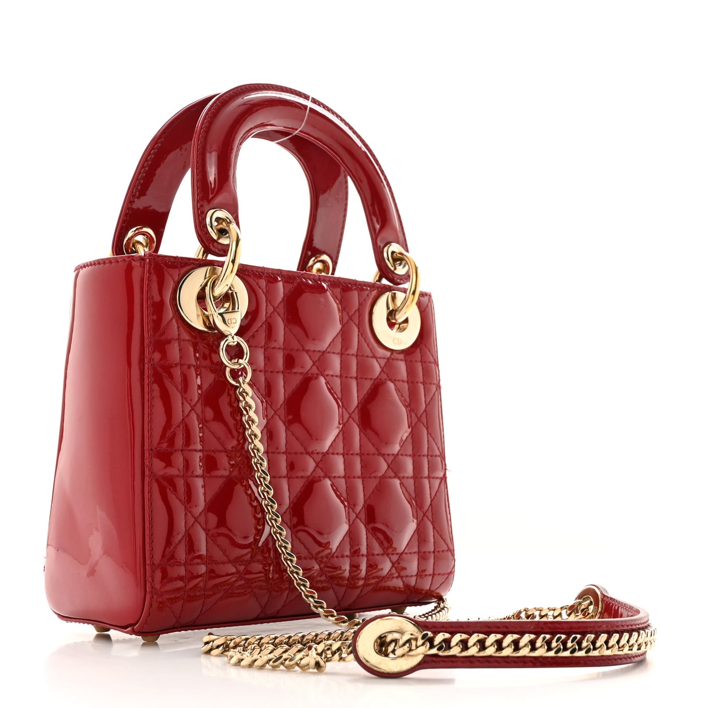 Patent Cannage Mini Lady Dior Red