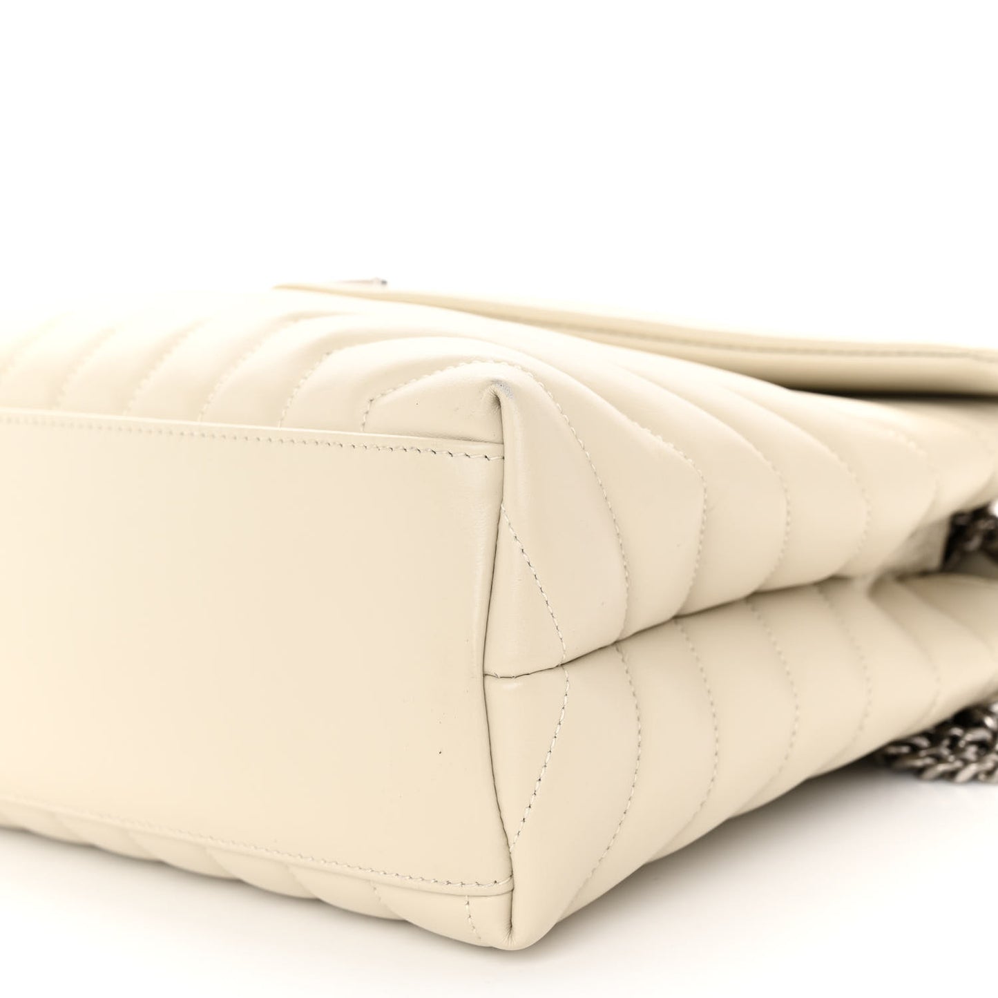 Calfskin Y Quilted Monogram Medium Loulou Chain Satchel Crema Soft