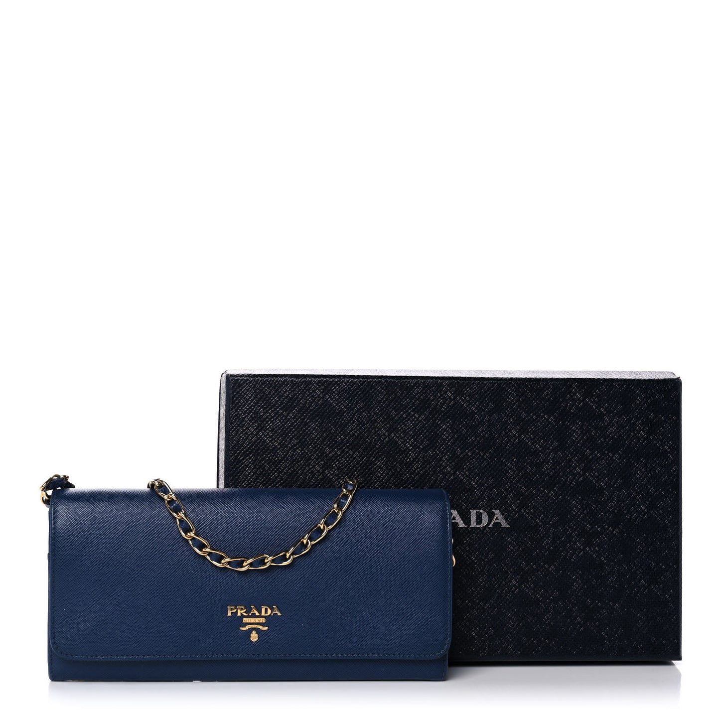 Saffiano Metal Oro Chain Wallet Bleuette