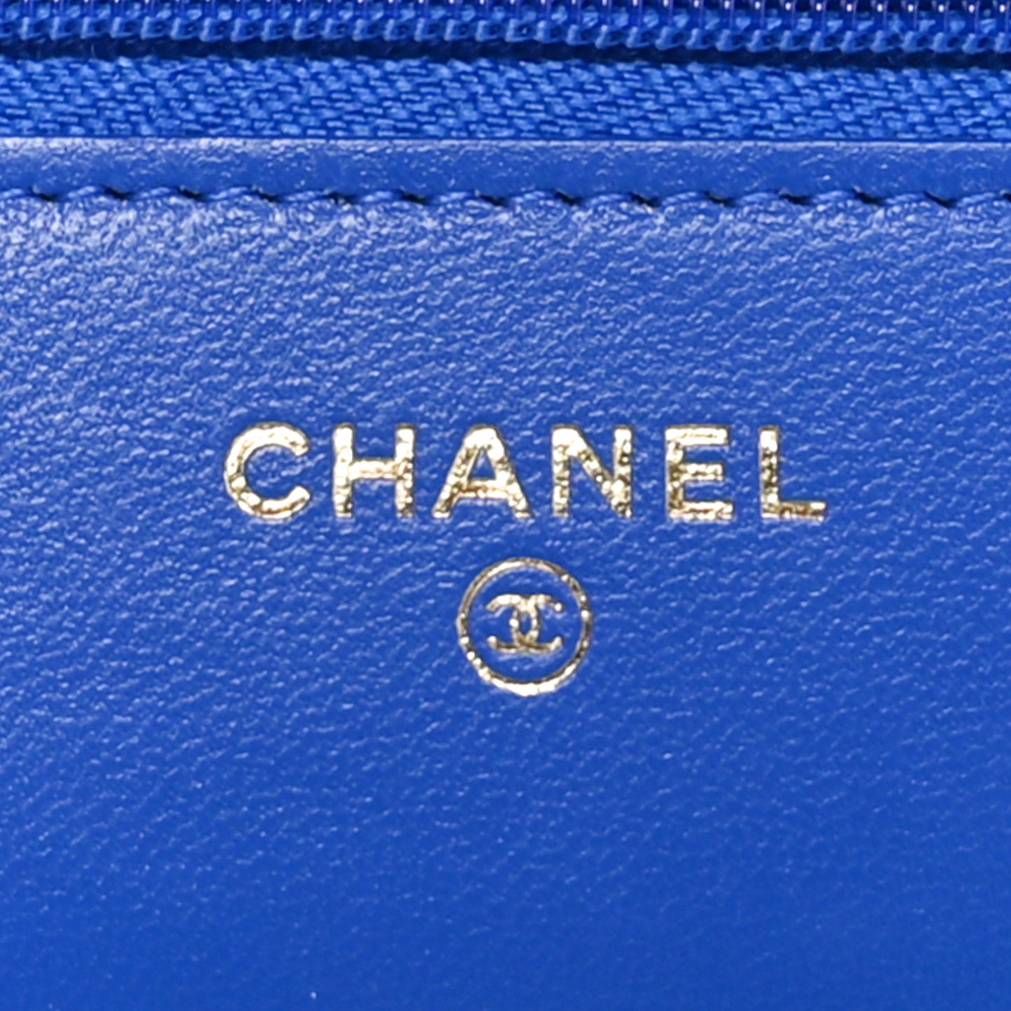 Lambskin Quilted Wallet On Chain WOC Blue