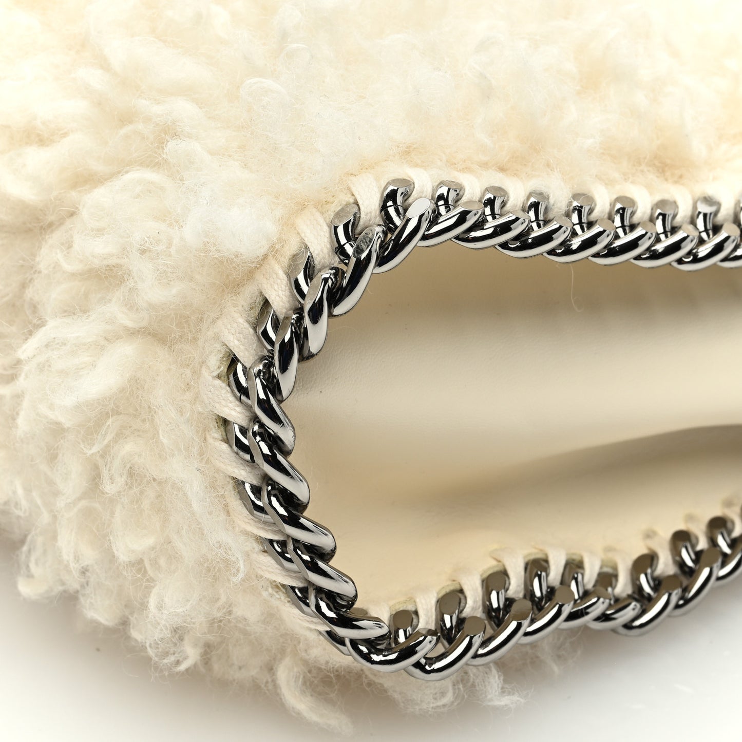 Wool Fur Small Falabella Tote White