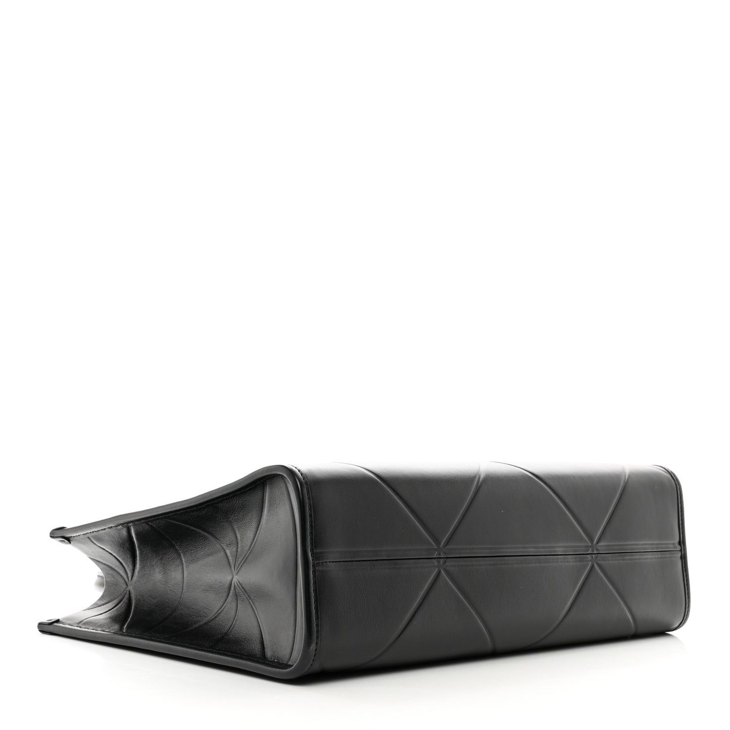 Soft Calfskin Triangolo Symbole Embossed Medium Tote Black