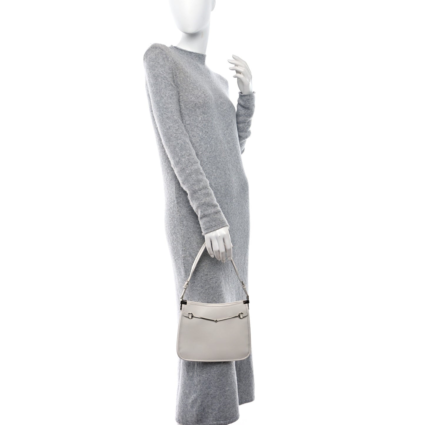 Calfskin Horsebit Slim Shoulder Bag White