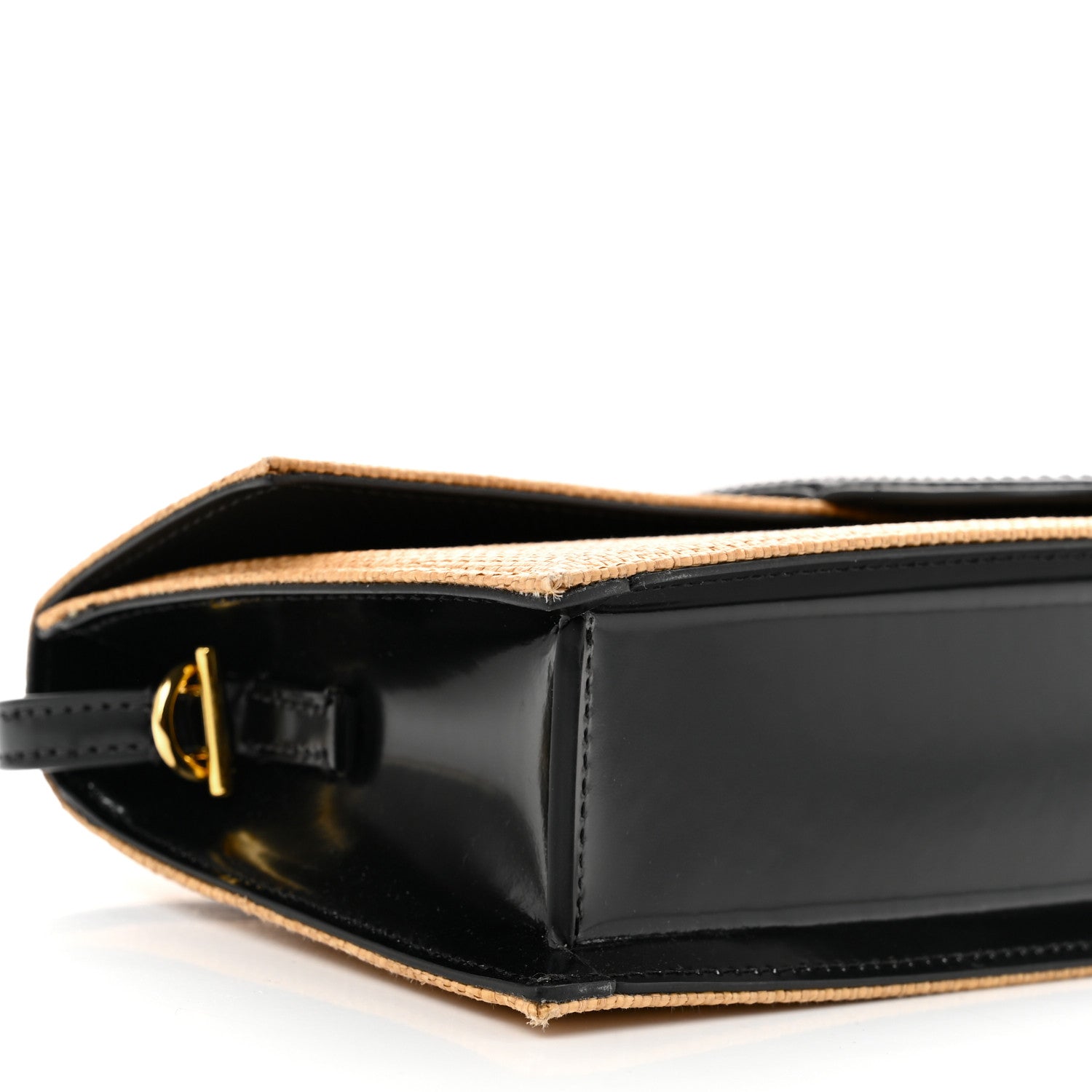 Jacquemus Raffia Smooth Calfskin Le Bambino Long Natural Black 8 of 9