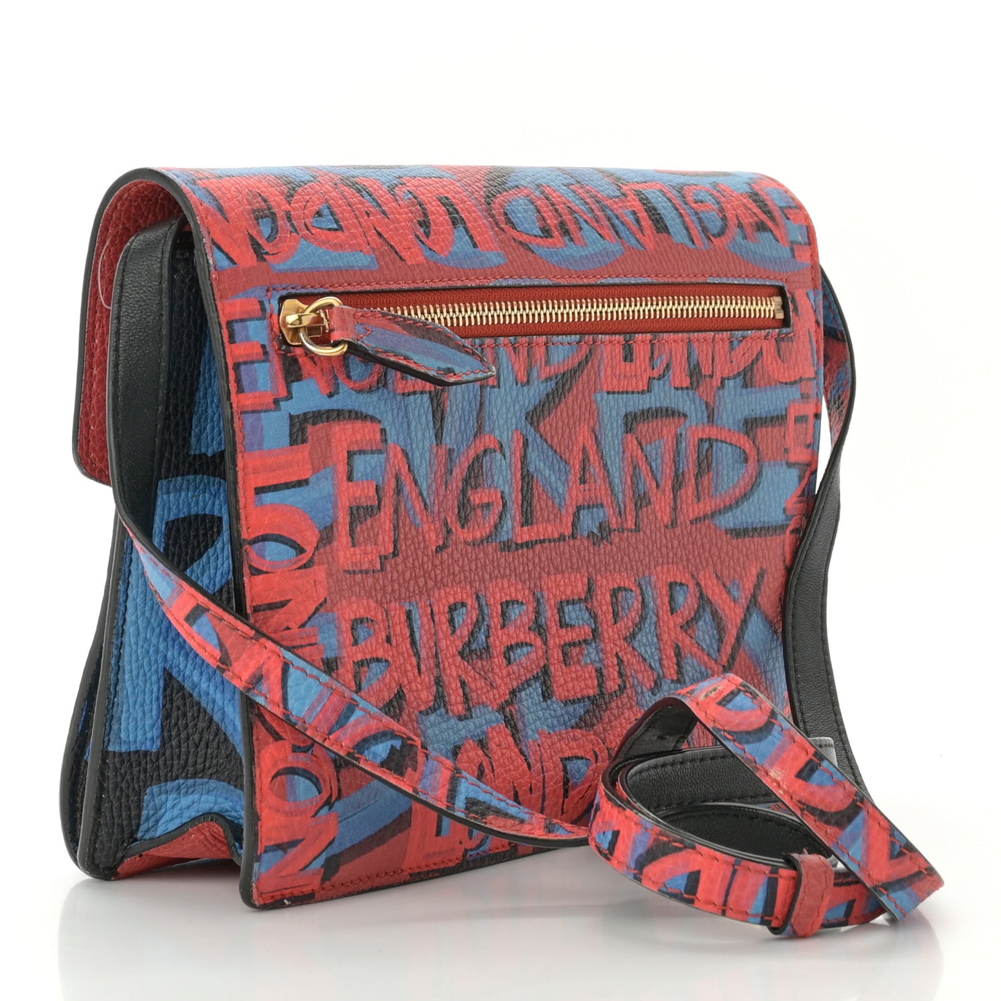 Calfskin Graffiti Print Small Macken Crossbody Bag Black