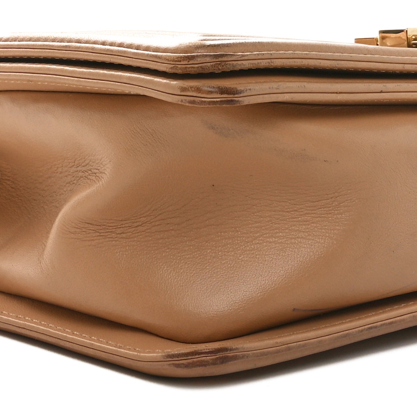 Lambskin Quilted Medium Boy Flap Beige