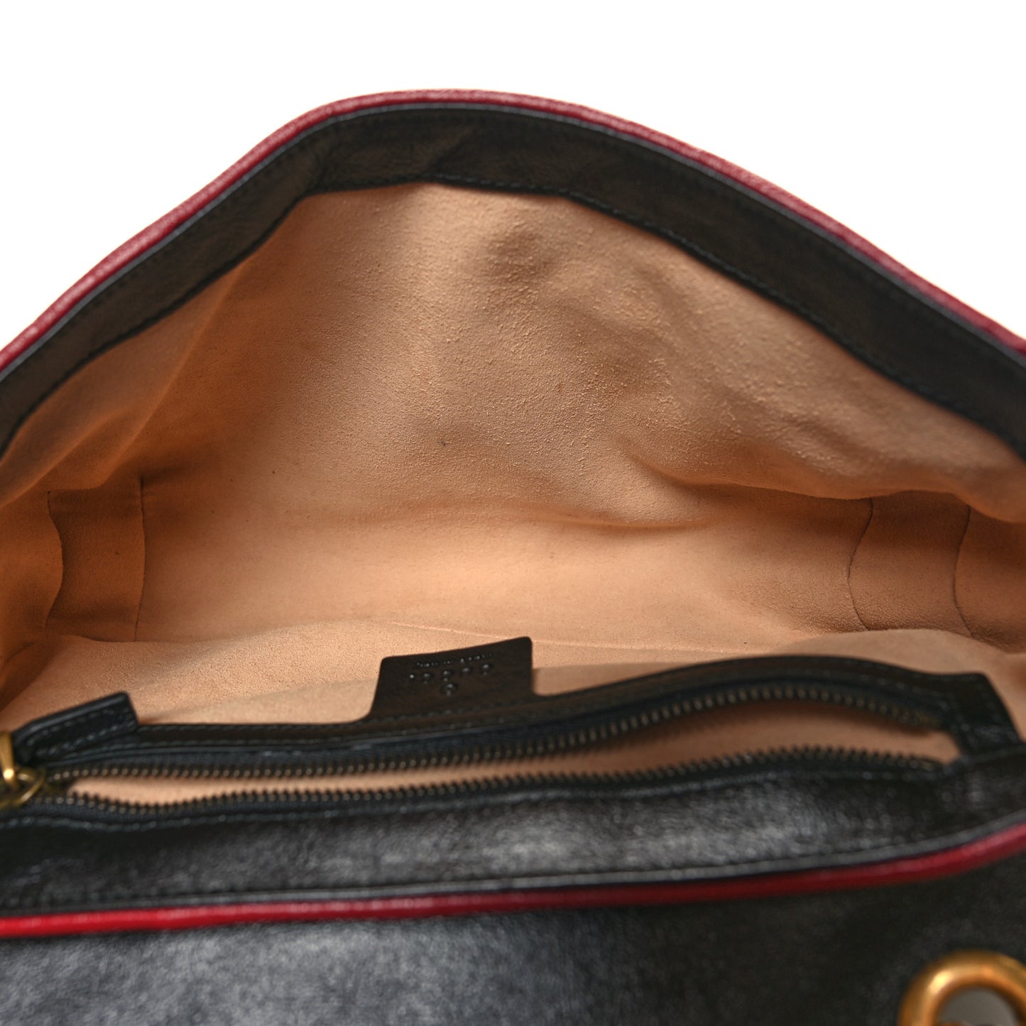 Vintage Effect Calfskin Matelasse Diagonal Striped Small Torchon GG Marmont Shoulder Bag Black Beige