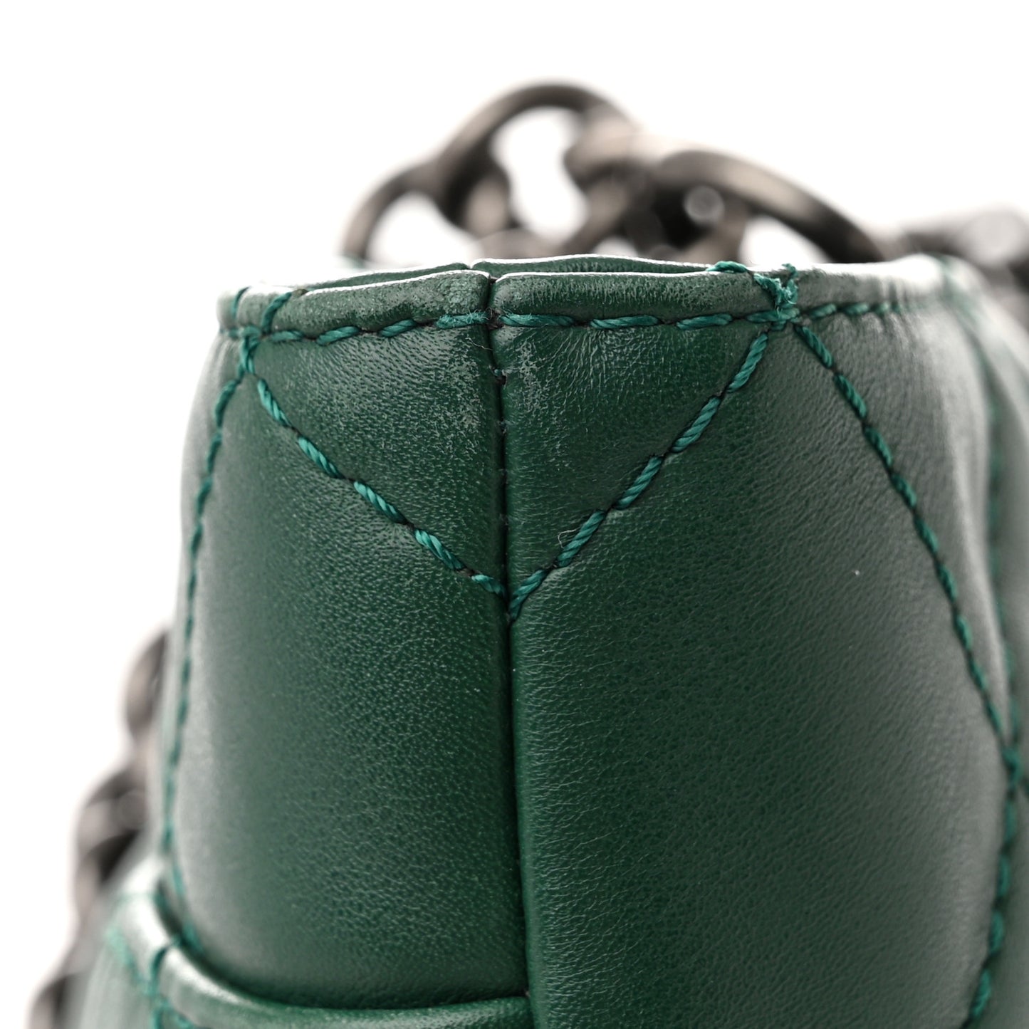 Calfskin Quilted Large Shopping In Chains Tote Green