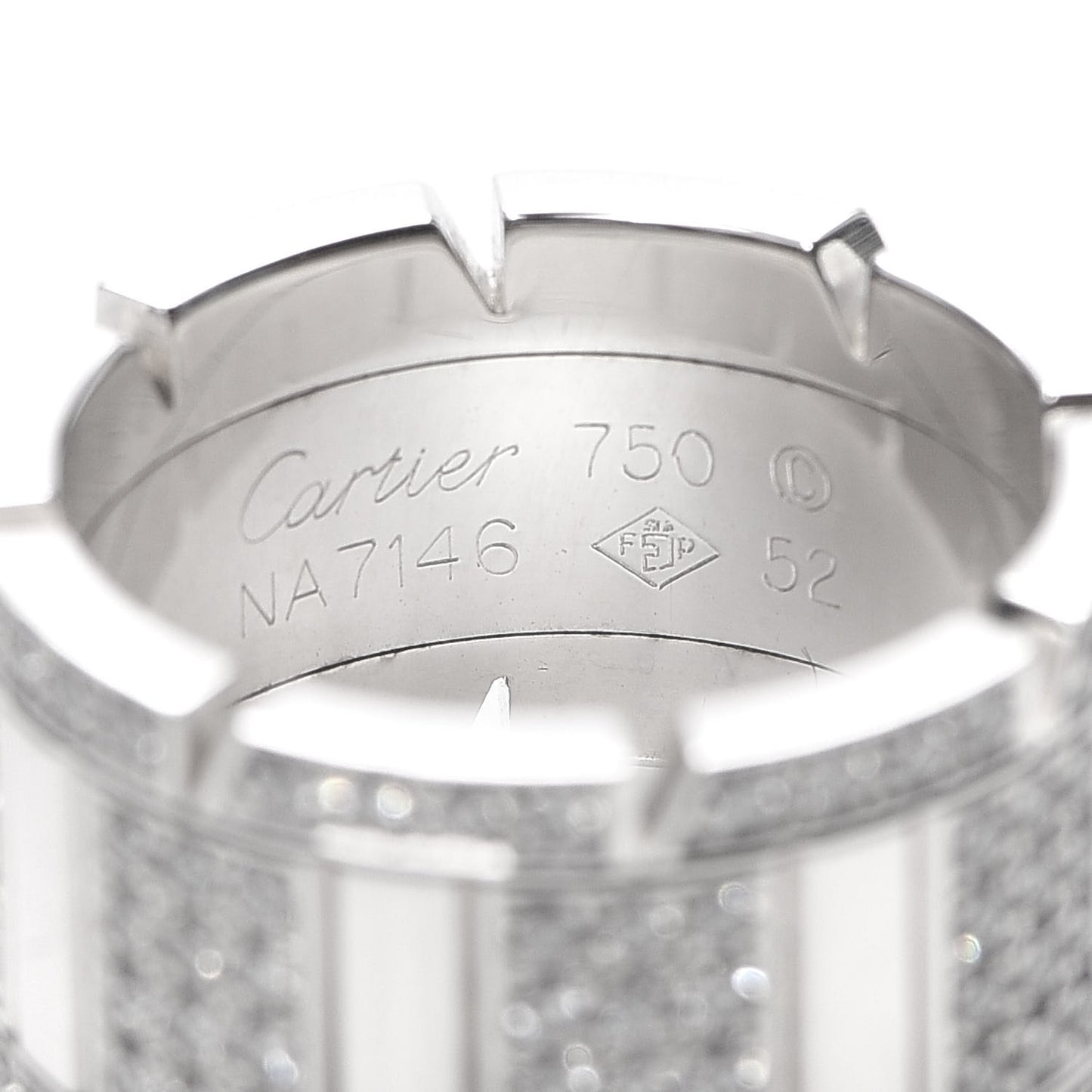 18K White Gold Diamond Tank Francaise Ring 52 6